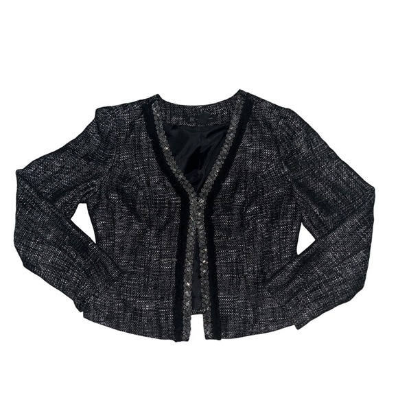 INC International Concepts Jackets & Blazers - INC International Concepts Black Metallic Tweed Embellished Blazer Jacket M